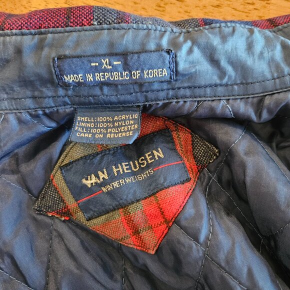 Vintage Van Heusen Red Plaid Quilted Flannel Shacket - Picture 2 of 2